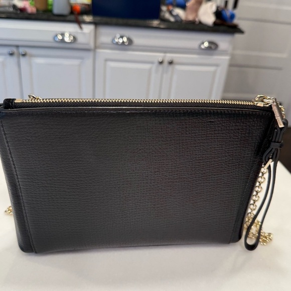 Henri Bendel Tilda Crossbody / Clutch Bag Black Pebble Leather Gold Chain Strap - Picture 6 of 15